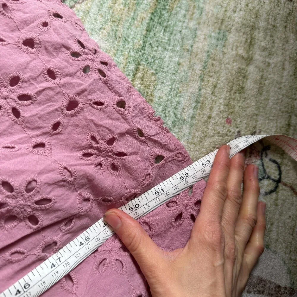 Eloquii Eyelet Detail Tie Front Puff Sleeve Maxi Dress Pink Mauve Size 18 - Picture 9 of 11